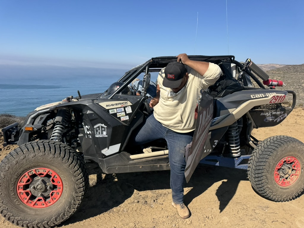 off road car and guy